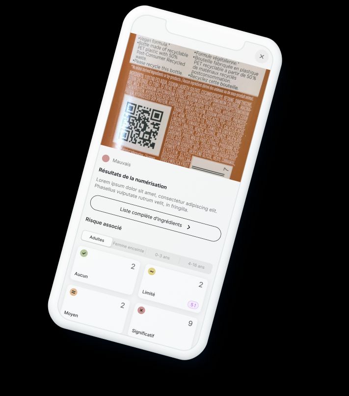In-app camera functionality allowing consumers to photograph/evaluate ingredient labels