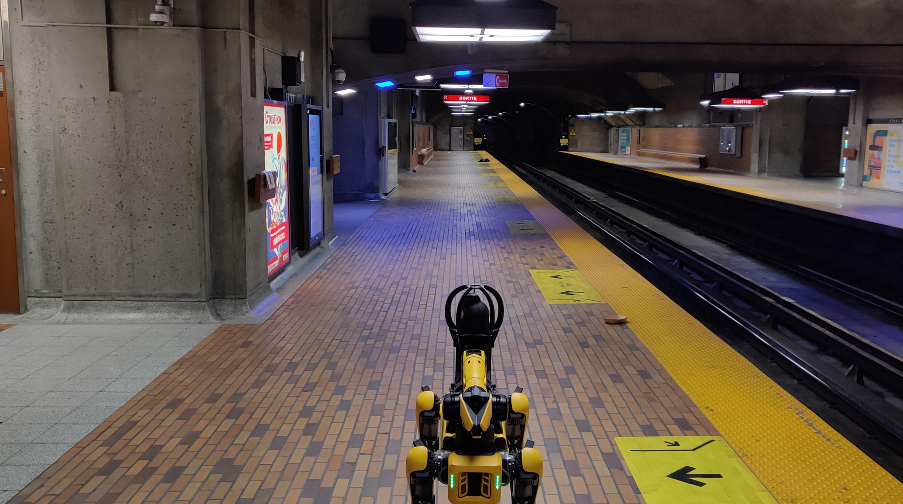 Spot, a robot dog in the Montreal Metro 