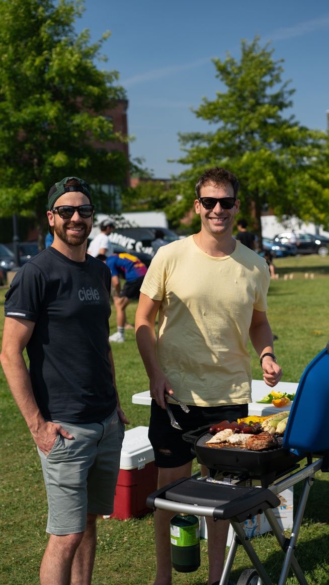 Team members at a bbq